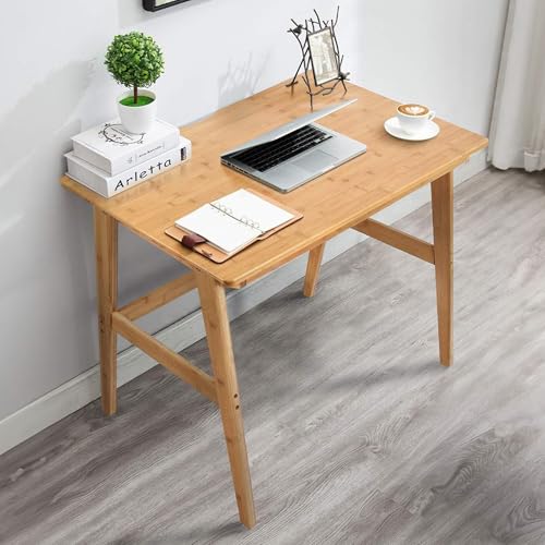 Nnewvante 31.5" Bamboo Writing Desk, Home Office Computer Desk with Drawer | Compact Modern Simple Style, Study Table with Storage for Small Spaces - size: 31.5''-Bamboo