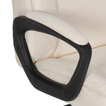 Amazon Basics Classic Puresoft PU Padded Mid-Back Office Chair with Armrest, Height Adjustable, Easy to Assemble, 26"D x 23.75"W x 42"H, Cream - color: Cream