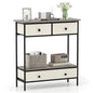 Giantex Console Table with 3 Fabric Drawers, 32" Farmhouse Entryway Table with Storage & Open Shelf, Rustic Narrow Sofa Table with Metal Frame for Living Room, Hallway, Entrance, Foyer
