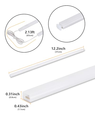 Cefrank LED Under Cabinet Lighting 6-Pack 12 inch Seamlessly Linkable Strip Light Bars for Cabinet, Kitchen, Shelf, Workbench, Cupboard, 1200 Lumen, Warm White 3000K - color: Warm White