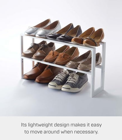 YAMAZAKI Home Expanding Shoe Rack, Metal, Adjustable Steel One Size White - color: White, size: Double