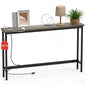 FAMIDGE Charging Console Table with Outlet 36 Inch Tall Narrow Sofa Table One-Piece Top Behind Couch Table 2 USB 2 AC for Entryway Hallway, Living Room, Gray - color: Grey