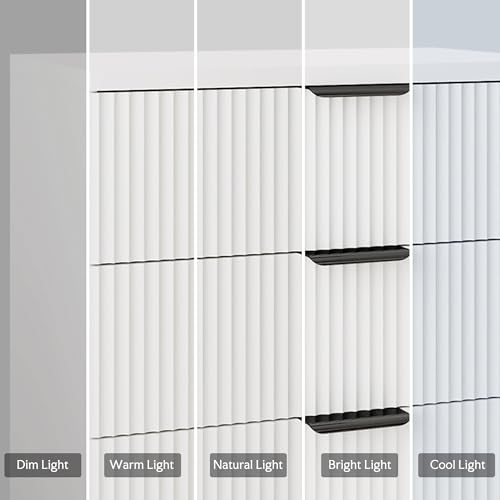 25.6" W Fluted Nightstand with 3 Drawer, Modern Wood Night Stands | Bedside Table for Bedroom King/Queen Bed, End Table with Robot-friendly Legs for Living Room,Entry - color: 3 Drawers-1pcs-white