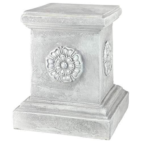 Design Toscano English Rosette Indoor/Outdoor Sculptural Garden Plinth Base Statue Riser, Large 13 Inch Tall, Cast Stone Resin, Antique Stone Finish - size: Large, style: English Rosette