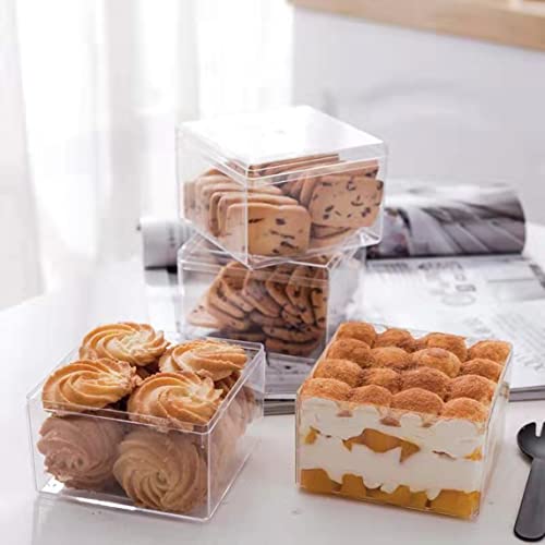 KissYou Acrylic Box Clear Display Box with Lid Jewelry Storage Container Party Decoration - size: 3.94 x 3.94 x 2.36 Inch