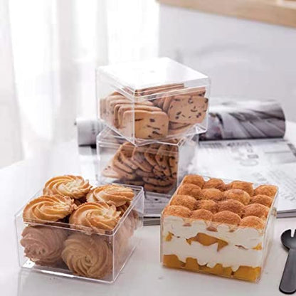 KissYou Acrylic Box Clear Display Box with Lid Jewelry Storage Container Party Decoration - size: 3.94 x 3.94 x 2.36 Inch