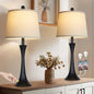 Rinweey 27.5" Table Lamps Set of 2, Touch Bedside Lamps with USB C+A Ports, 3 Way Dimmable Nightstand Lamps for Bedroom, Living Room, Office, Black Lamp with Beige Lampshade, Bulbs Included - color: Black