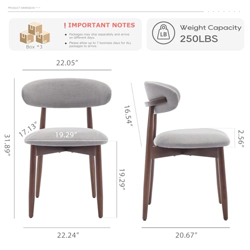 COLAMY Wooden Dining Chairs Set of 6, Modern Fabric Upholstered Dining Room Chair, Farmhouse Kitchen Chair with Foot Pegs, Light Grey - color: Lightgrey, size: Set of 6
