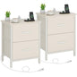 Vagusicc Nightstand Set of 2 with Charging Station, End Table Bedside Table with Power Outlet & USB Ports, Side Table with 2 Fabric Drawers for Bedroom, Living Room, Beige - color: Beige (2 Pack)
