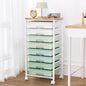 Rolling Cart with 8 Drawers, Storage Drawers Cart with Wooden Tabletop and Lockable Wheels, Craft Storage for Living Room, Office, Classroom, Craft Room, Bedroom - color: Green