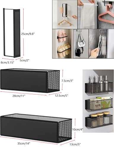 Buyyyit Magnetic Laundry Organizer Room Organization Dryer Ball Holder Basket Storage Shelves Hanger Rack (Black)