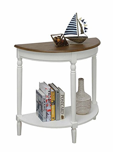 Convenience Concepts French Country Half-Round Entryway Table with Shelf, Driftwood/White - color: Driftwood/White