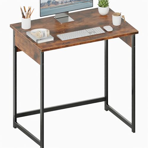 ALISENED 30 Inch Small Computer Desk, Office Desk with Metal Frame, Sturdy and Stable Home Office Desks, Simple Writing Desk for Home Office, Rustic Brown - color: Rustic Brown, size: W-30in