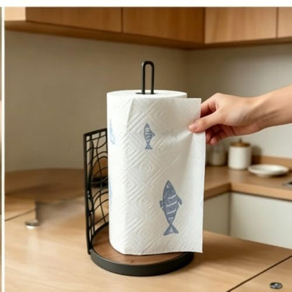 Farmhouse Paper Towel Holder Countertop, 11.6" Pre-Assembled Kitchen Rack for Easy Tear