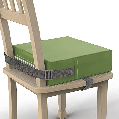 Toddler Booster Seat for Dining Table, PU Washable Double Safe Straps Non-Slip Bottom Booster Seat Dining Toddler, Portable Travel Increasing Cushion (Light Green) - color: Light Green