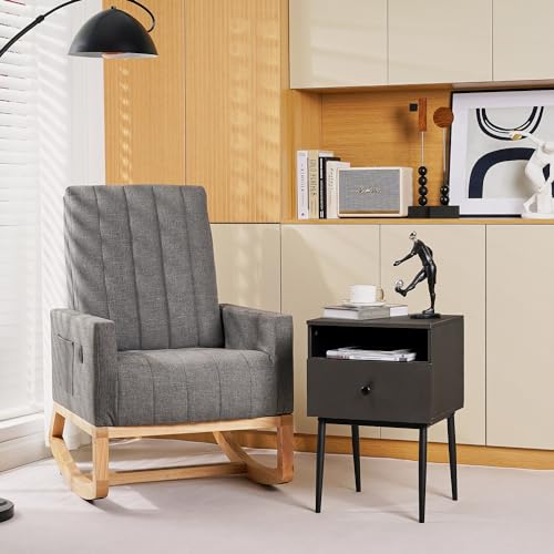 VECELO Modern Nightstands Set of 2,Square End Side Table with Drawer and Storage Space for Bedroom and Living Room - color: Grey(set of 2)