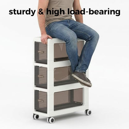 Bathroom Storage with Drawers, 7.87" Wide Slim Storage Cabinet with Wheels for Small Spaces, Narraw Cart for Kitchen Office Bedroom Dinning Room Under Desk, 26" Tall - size: 20x41x65 cm