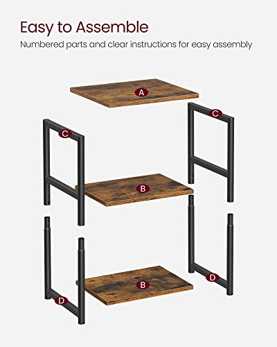 VASAGLE BARNET Collection - Side Table, Small End Table for Living Room, Modern Tall Nightstand, Bedroom, Office, Bathroom, Steel Frame, Rustic Brown and Ink Black ULET273B01 - color: Rustic Brown + Ink Black