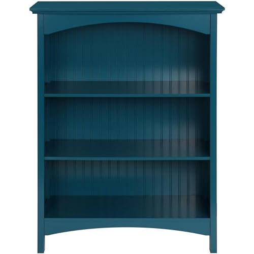 eHemco 3 Tier Bookcase with 2 Arched Supports, 40 Inches, Blue - color: Blue, size: 3 Tier