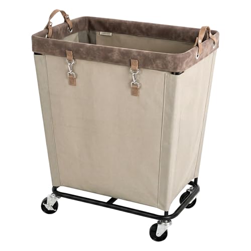 StorageWorks 210L Laundry Basket with Wheels, Rolling Hampers for Clothing - color: Light Khaki, size: 210L