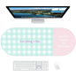 Checkered Pattern Desk Pad Protector, 35.5 x 13'' Aesthetic Mouse Mat for Desktop, Waterproof PU Leathe Non-Slip Desk Writing Pad for Office and Home, Blue-Green Pink - color: Blue-green Pink