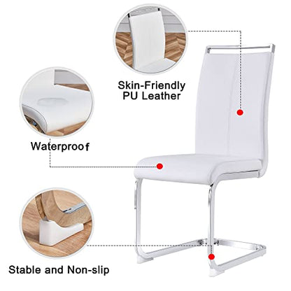 Baysitone Modern Dining Chairs Set of 2, Side & Kitchen Chairs with Faux Leather Padded Seat High Back, for Dining, Kitchen, Living Room - White - color: White, size: Set of 2