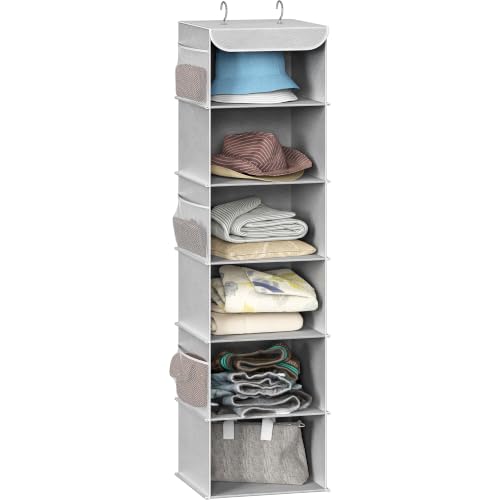 Simple Houseware 6 Shelf Hanging Closet Organizer, Gray - color: Grey, size: 6 Shelf
