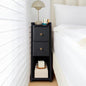 Narrow End Table Bedroom, Wooden Small 2 Drawer Nightstand, Thin Couch Side End Table, Skinny Bedside Table Small Spaces, Mid Century Modern Night Stand with Drawers (Black-1 pc) - color: Black-1 Pc