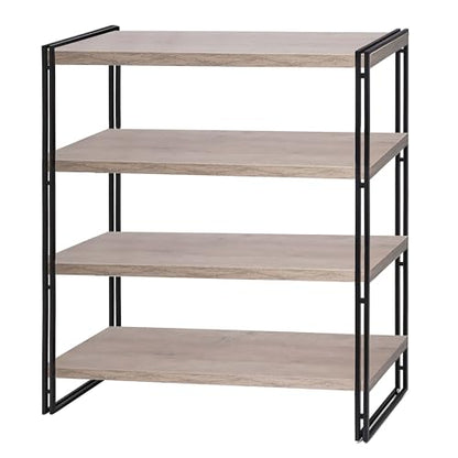 47" 4-Tier Bookshelf Rustic Wood and Metal Industrial Bookshelf for Home Office, Bedroom, Kitchen, Bathroom (Light Grey, 4-Tier) - color: Light Oak, size: 4-Tier