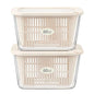Urban Green Glass Food Storage Containers with Glass Lids, Microwave Safe Food Container Set, Aitight Meal Prep Container Set, BPA Free, 2 extra Colanders, LeakProof, 2 Pack of 60oz - color: Ivory White- 2RT