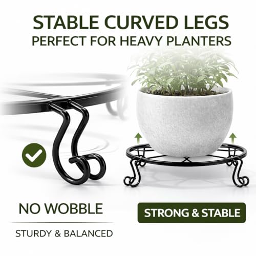 1 Pack Heavy Duty Metal Plant Stands, 10 Inch Round Flower Pot Holders, Rustproof Iron Planter Risers for Indoor Outdoor Use, Patio, Balcony, Garden and Living Room, Black(10in-1pack) - size: 10 inch - 1 pack