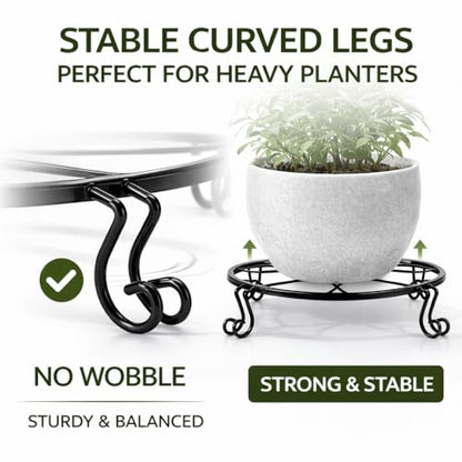 1 Pack Heavy Duty Metal Plant Stands, 10 Inch Round Flower Pot Holders, Rustproof Iron Planter Risers for Indoor Outdoor Use, Patio, Balcony, Garden and Living Room, Black(10in-1pack) - size: 10 inch - 1 pack
