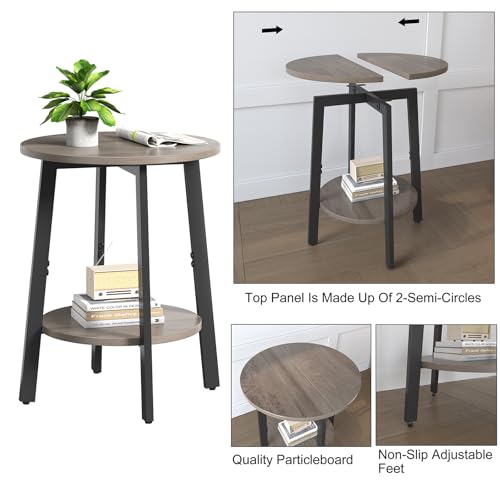 sthmec Side Table, Small Round End Table with Storage Shelf for Small Space, 2-Tier Bedside Table Sofa Couch Table, Round Accent Table Nighstands for Living Room, Bedroom, Grey - color: Grey