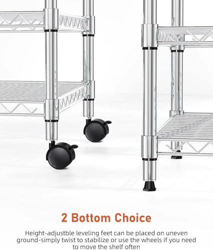 Simple Deluxe 3-Tier Storage Shelves, 750 Lbs Loading Capacity, 24.02" W x 13.78" D x 21.97" H Shelving Unit for Garage, Pantry and Kitchen, Chrome - size: 3-Tier, 24"W x 14"D x 22"H, style: 1 Pack