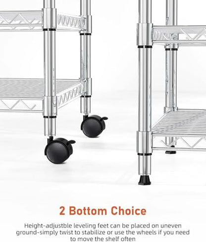 Simple Deluxe 3-Tier Storage Shelves, 750 Lbs Loading Capacity, 24.02" W x 13.78" D x 21.97" H Shelving Unit for Garage, Pantry and Kitchen, Chrome - size: 3-Tier, 24"W x 14"D x 22"H, style: 1 Pack