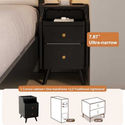 AQIMUELE Wood Nightstand, Black Nightstand with 2 Drawers, Bedside Table for Bedroom - color: 1 Pc(black), size: 15.74''D*15.74''W*19.68''H