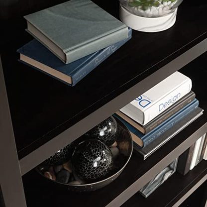 Sauder 5 Tier Book Shelf Wooden Bookcase Multipurpose Bookshelf for Home Office, Living Room, in Estate Black finish - color: Estate Black