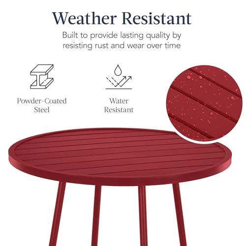Best Choice Products 3-Piece Patio Dining Set, Bar Height, Outdoor Bistro Set, Outdoor Round Bar Table w/ 2 Bar Stools, Steel - Red - color: Red