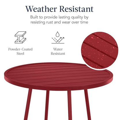 Best Choice Products 3-Piece Patio Dining Set, Bar Height, Outdoor Bistro Set, Outdoor Round Bar Table w/ 2 Bar Stools, Steel - Red - color: Red