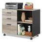 DEVAISE 3 Drawer Mobile File Cabinet, Wood Lateral Filing Cabinet, Printer Stand with Open Shelves for Home Office, Greige - color: Greige, style: Modern