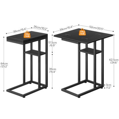 HOOBRO Foldable C Shaped End Table, C Shaped Side Table with Storage Shelf, Small Snack Table, Slide Under Couch Table for Sofa, Living Room Bedroom Small Spaces Easy Assembly, Black BK29SF01 - color: Black