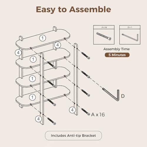 Bookshelf, Wood Shelf Bookcase, Book Shelf 4-Tier, Natural | Modern Open Bookshelf, Freestanding Storage Shelf Organizer, Display Shelf Shelving Unit for Living Room, Bedroom, Office - size: 4-Tier