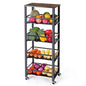 Mythinglogic 5-Tier Rolling Fruit Vegetable Storage Cart with Pull-Out Baskets, Metal Kitchen Organizer, Heavy Duty Utility Rack with Wheels for Pantry, Living Room, Kitchen - size: 15.74"D x 11.81"W x 42.51"H
