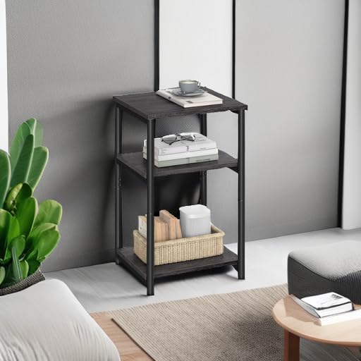 VASAGLE BARNET Collection - Side Table, Small End Table for Living Room, Modern Tall Nightstand, Bedroom, Office, Bathroom, Steel Frame, Misty Gray and Ink Black ULET273B68 - color: Misty Gray + Ink Black