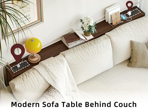 TIQLAB Sofa Table, 79 inch (1.2'' Thickness) Long Console Table Behind Couch, Narrow Entryway Table with Angled Metal Frame, Industrial Console Table, Black Walnut - color: Black Walnut, size: 79''L x 5.9''W x 31.5''H