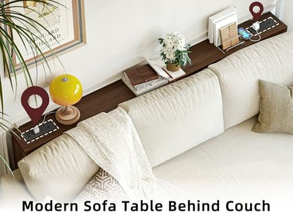 TIQLAB Sofa Table, 79 inch (1.2'' Thickness) Long Console Table Behind Couch, Narrow Entryway Table with Angled Metal Frame, Industrial Console Table, Black Walnut - color: Black Walnut, size: 79''L x 5.9''W x 31.5''H