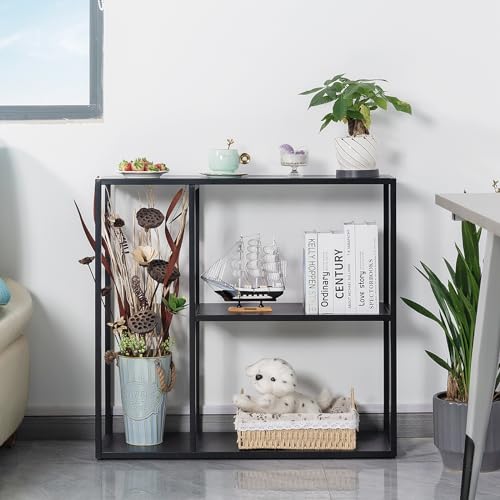 HDANI Console Table, Narrow Entryway Table, 3 Tier Metal Hallway Table, 9.8''Dx31.5''Wx29.7''H(Black) - color: Black, size: 9.8"D×31.5"W×29.7"H