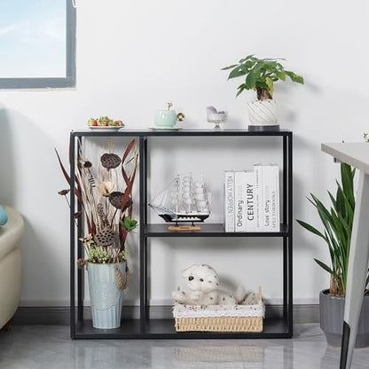 HDANI Console Table, Narrow Entryway Table, 3 Tier Metal Hallway Table, 9.8''Dx31.5''Wx29.7''H(Black) - color: Black, size: 9.8"D×31.5"W×29.7"H