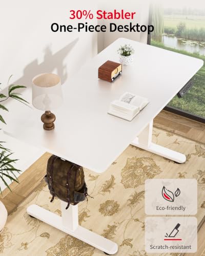 Okin Standing Desk Electric Adjustable Computer Whole Piece Stand up Desk with Wheels Office Gaming Home Office Memory Desks 48x24 inches White - color: White+casters, size: 48 Inch