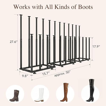 Adjustable Height Boot Rack, Metal Free Standing Shoe Storage Shelf | Cowboy Boots Organizer, Narrow Space-Saving Tall Boot Holder, for Closet Entryway Garage Bedroom, Outdoor, Apartment,12 Pairs - size: Adjustable Height (12 Pairs)